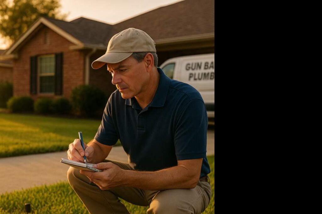 East Texas homeowner performing water meter test for summer leak detection to identify high water bill causes