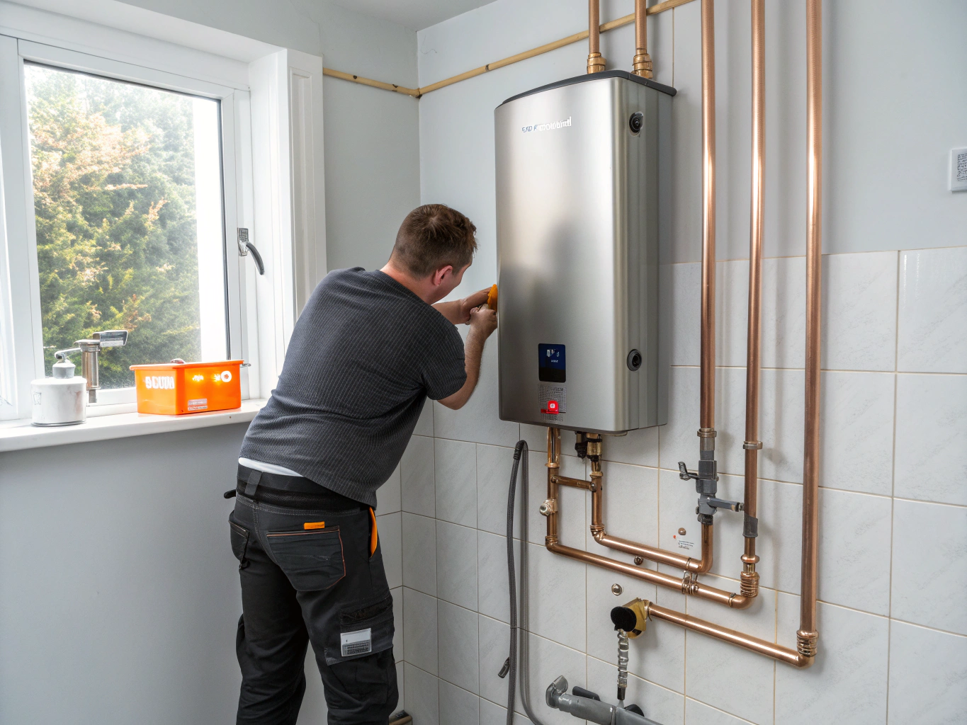 Tankless water heater installation with clean copper piping in Mabank TX